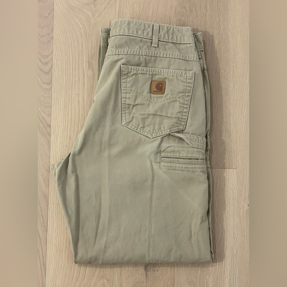 Carhartt B159 GKH Loose Fit Canvas Carpenter Khaki Work Pants - Size 38x34 *Read